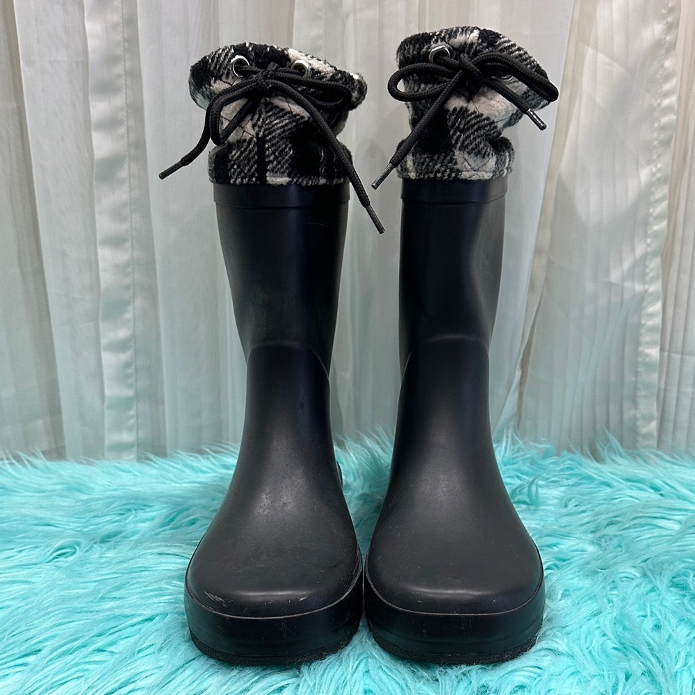 #250 Keds Black and White Plaid Women's Rain Boots